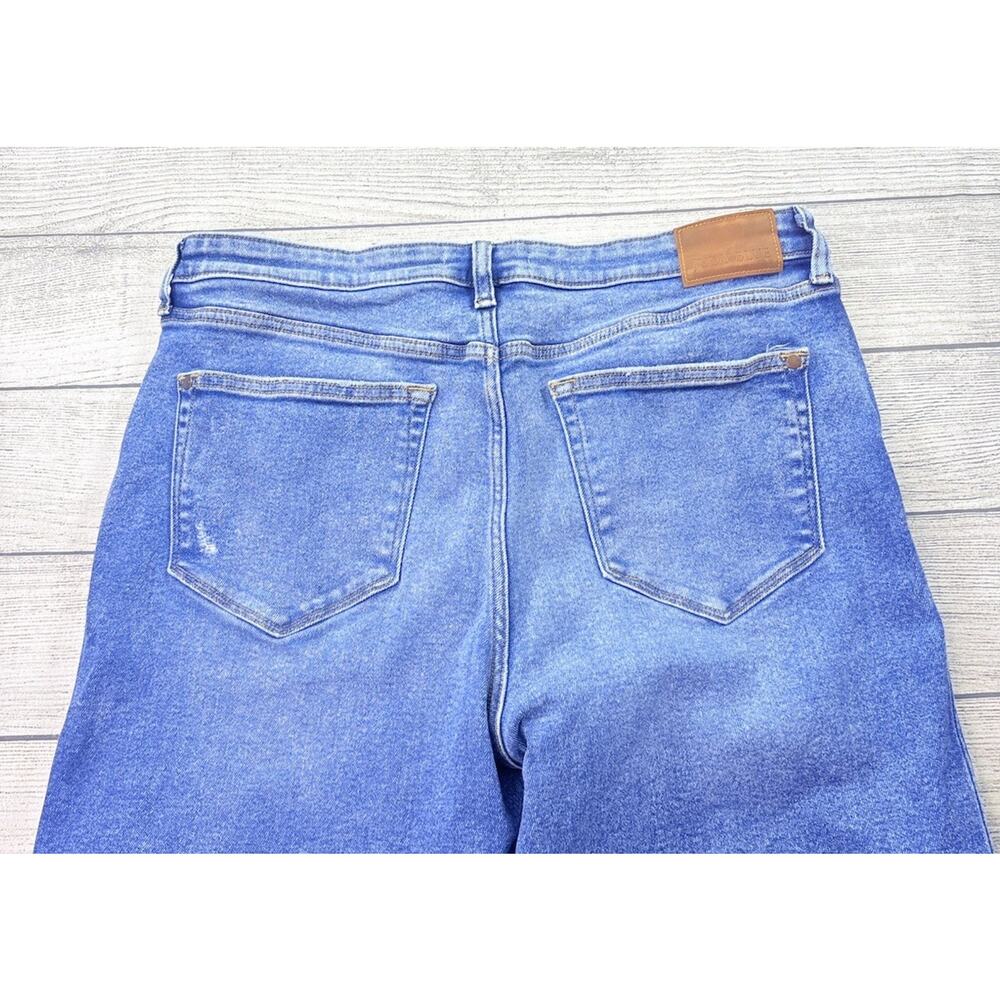 Judy Blue Retro Wide Leg Lightly Distressed Raw Hem Denim Blue Jeans Size 15/32 - Picture 9 of 11